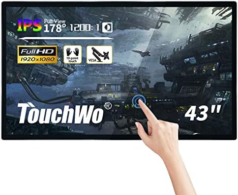 TouchWo 43 inch Touchscreen Android Smart Whiteboard Monitor, 16:9 FHD 1080P Interactive Board & Smart TV, All-in-One PC for Industrial, Office and Classroom, Vertical Monitor Screen