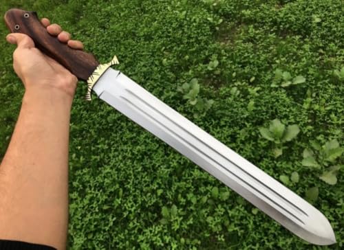 26 Inch Long Hunting Sword Custom Handforged J2 Steel Survival Sword Rose Wood Grip with Leather Sheath Combat Sword by Empire Industry