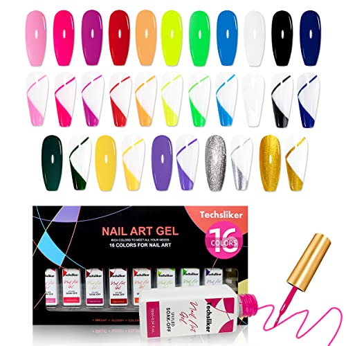Techsliker Gel Nail Art Polish Set - Long-Lasting, Chip Resistant Colors For Salon-Quality Manicures At Home (16 Colors) #TOP1