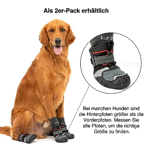 Kurgo Hundeschuhe Blaze Cross - Ganzjahres-Pfotenschutz - wasserfest, reflektierend, rutschfest - inkl. 2 Schuhe - Grau – L