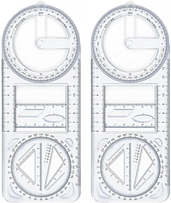 WANQLYN Multifunctional Geometric Rulers Multifunctional Student Math Rulers Transparent Plastic Movable Drawing Template Measuring Math Tool Multifunction Geometric Ruler for School Student (2)