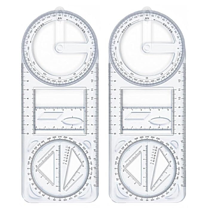 WANQLYN Multifunctional Geometric Rulers Multifunctional Student Math Rulers Transparent Plastic Movable Drawing Template Measuring Math Tool Multifunction Geometric Ruler for School Student (2)