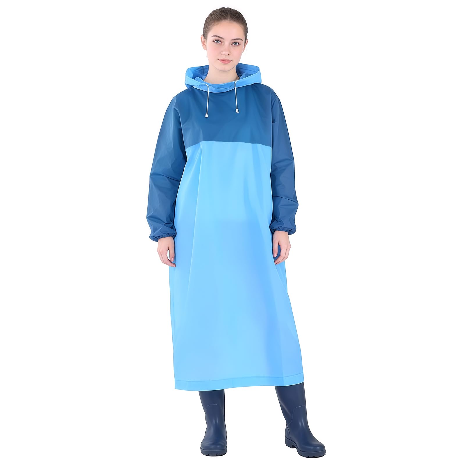 FACHOI EVA Rain Coats for Adults, Waterproof Rain Poncho, Reusable Raincoat Rain Resistant Poncho for Camping, Emergency Situations, Travel F4-PSYY (Blue)