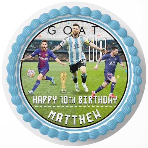 7.5 Inch Edible Cake Topper – Messi Soccer Player Barsa