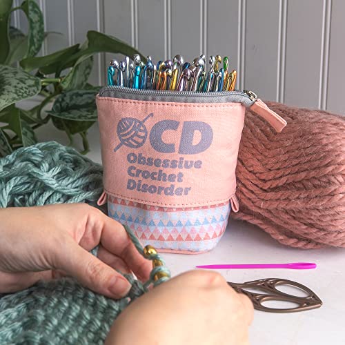 Image of Boye 42-40165 ''OCD'' Fabric Crochet Storage Bag with Zipper, 5.75 inch x 7 inch, Multicolor