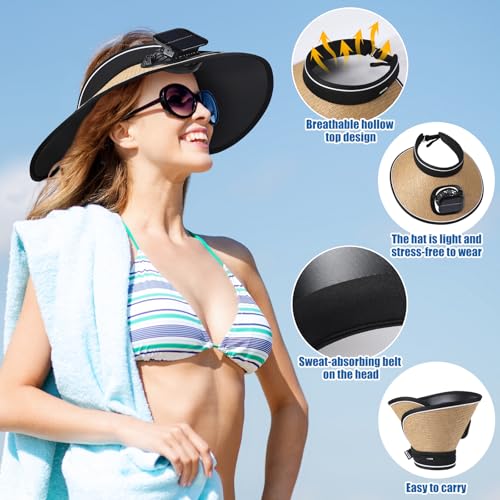 Visera con ventilador solar y protección UV para mujer miniatura 5