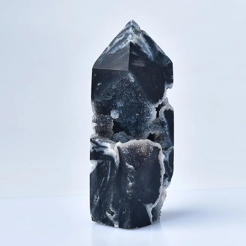 Cadeau en agate noire naturelle sous forme de pointe de 9 cm pour un anniversaire