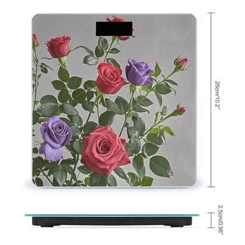 Báscula digital para baño con diseño de rosas rojas y moradas miniatura 2