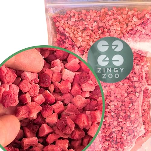 Fresa Liofilizada Cubos Grandes XL 300g | 100% Fresa Deshidratada Fruta Liofilizada | Vegana Cruda | Freeze Dried Fruit Sin Azucar Fresas Fruta Escarchada | Strawberry Dices ZingyZoo
