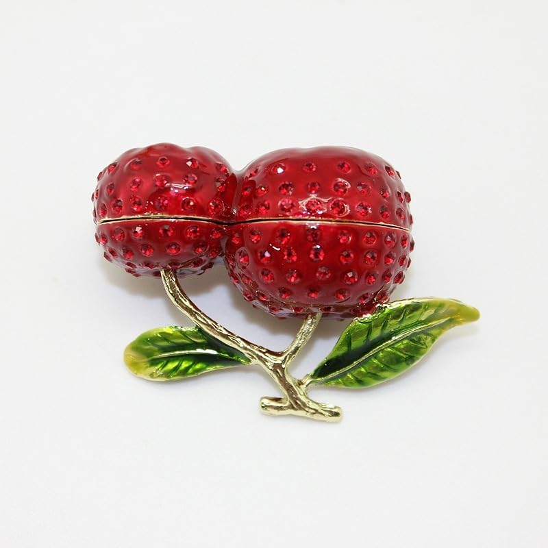 HUFFA Hand-Painted Enamel Fruit Jewelry Box | Decorative Metal Trinket Box for Home Decor