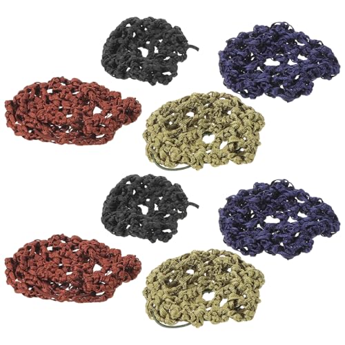 Mikinona Redecilla para Moño de Ballet Elástica Transpirable 8 Piezas Negro Verde Militar Azul Marino Marrón Cubierta Profesional para Peinado de Baile y Cosplay