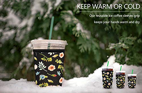 image for XccMe Reusable Iced Coffee Sleeves Neoprene Insulator Cup Cover for Co