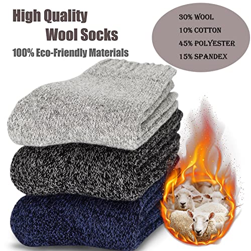 YQHMT 3Pack Mens Super Thick Wool Warm Socks Gifts Soft Casual Knit Winter Crew Socks Stocking Stuffers, Christmas Gift3