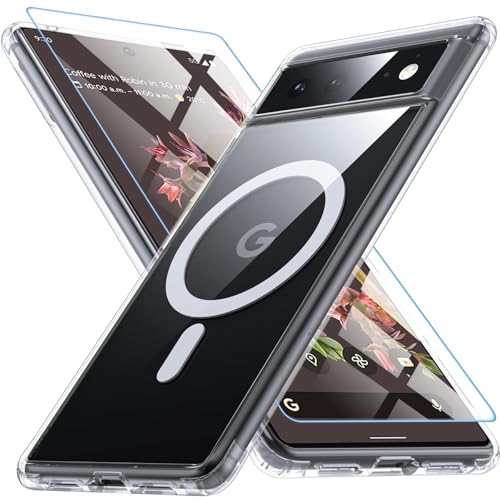 Coque magnétique Google Pixel 6 transparente et antichoc de 6,4 pouces