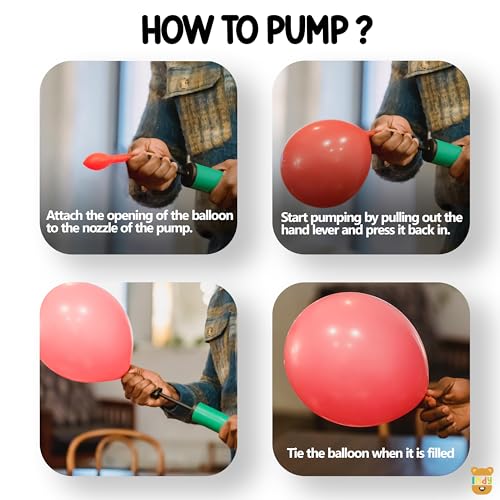 Image of Just Party Hand Held Balloon Air Pump Inflator for Pastle Balloons, 5 Meter Balloon Arch Kit & 1 Roll of 100 pc Removable Glue Dot for Decoration of Birthday /Anniversary /Engagement