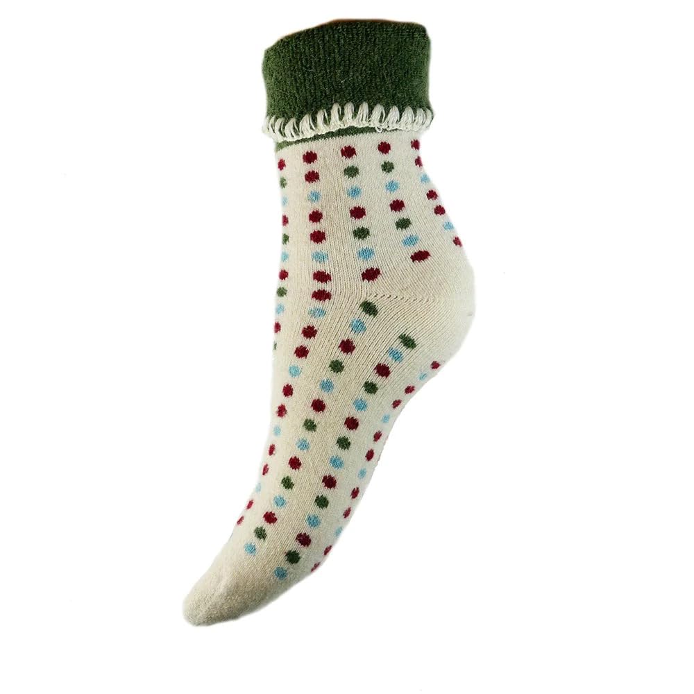 Joya Luxurious Cuff Socks With Multi Coloured Dots UK 4-7