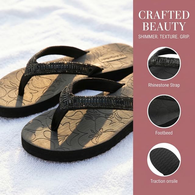 ARRIGO BELLO Chanclas Mujer Verano Sandalias Brillantes Strass Antideslizante Talla 36-41