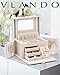 Vlando Jewelry Box Organizer for Girls Women, Large Vintage Jewelry Storage Box with Mirror, Drawers for Bracelets, Earrings, Rings, Necklaces, Mothers Day Gifts for Loved One, White, Regular