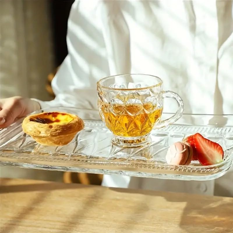 Image of Glass Serving Plate Set of 1 pcs Flower Decorative 16 inch Crystal Clear Glass Plate- Dry Fruits Sweets Chocolate Snack Plate for Dining,Catering Event,Parties,Wedding Dinner Plate