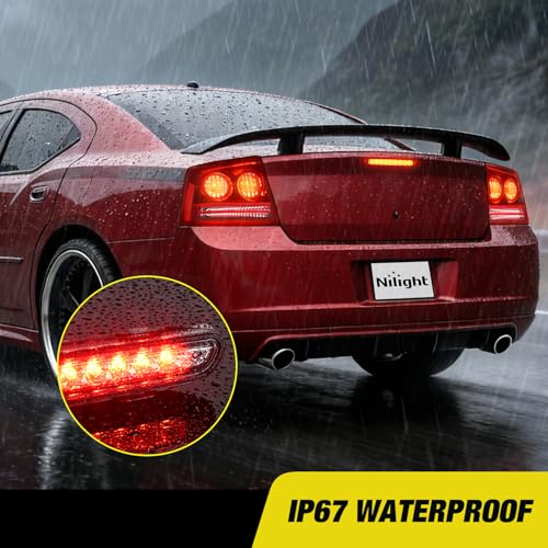 Image of Nilight Third Brake Light Tail High Mount 3rd Stop Lights Smoked Lens Compatible with Dodge Charger 2006 2007 2008 2009 2010 Car Rear Center Cab Lamp