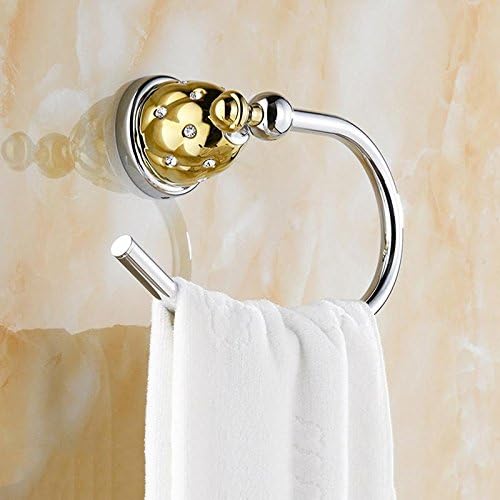 LSLYTQ Antique Gold Diamond Brass Towel Ring, Towel Holder, Towel Bar, Wall Mounted Bathroom Accessories