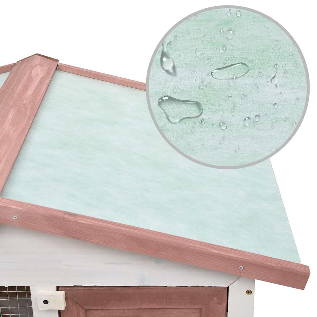 Kaninchenstall aus Holz mit 3 Türen und grünem Dach, 2 Ebenen Kleintiergehege mit Drahtgitter, wetterbeständig und geräumig, ideal als Hasenstall und Nagerheim für Meerschweinchen und