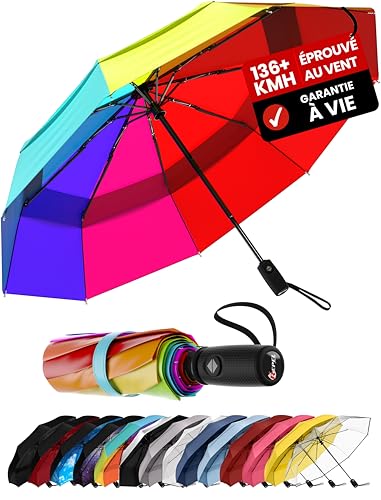 Repel Umbrella Parapluie Pliant Résistant au Vent - Ouverture Automatique Facile - Parapluie Compact et Durable, Armature en Fibre de Verre Solide, Dôme Imperméable – Tient dans un Sac à dos ou à Main