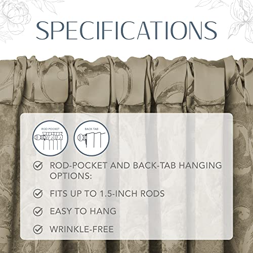 Elrene Home Fashions Mia Jacquard Scroll Blackout Window Curtain, 52" X 84" (1 Panel), Natural #TOP3