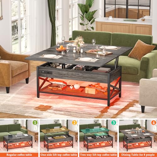 Aheaplus-Coffee-Table-Lift-Top-Multi-Function-Coffee-Table-Converts-to-Dining-Table-with-LED-Light-and-Power-Outlet-Center-Table-with-Shelves-for-Living-Room-Reception-Home-Office-Black-Oak