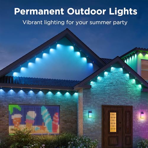 Image of 100FT Permanent Outdoor Lights - IP65 Waterproof RGB Eaves Lights with Smart App /Remote Control,for Christmas, All Holiday Party, Daily and Accent Lighting, House Roof and Garden Decoration
