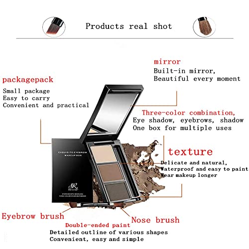 Makeup Powder Eyebrow Powder 3-Color Eyebrow Set-Eyebrow Color Palette-Beauty Cosmetic Eyebrow Pencil For Nose Shadow-Professional Makeup Eyebrow Filler #TOP3