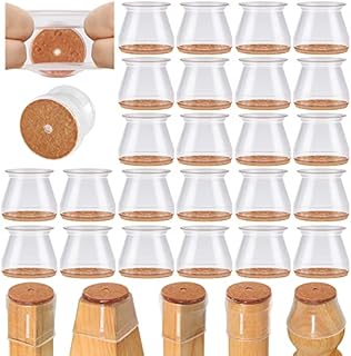 24 Pcs Chair Leg Floor Protectors for Hardwood Floors Silicone Covers to Protect Wood Tile Floors Felt Pads Furniture Leg Caps Non Slip Reduce Noise (Large-Clear)