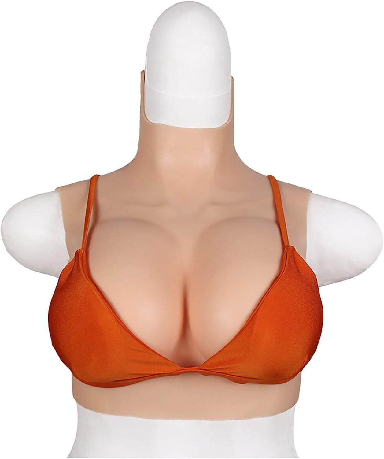 Demi- Buste Silicone Poitrine prothese Ronde col ajuste Fausse Poitrine Rembourrage Coton Doux pour Crossdresser Buste Drag Queen mastektomie transgenre Bonnet, D Cup, D Cup