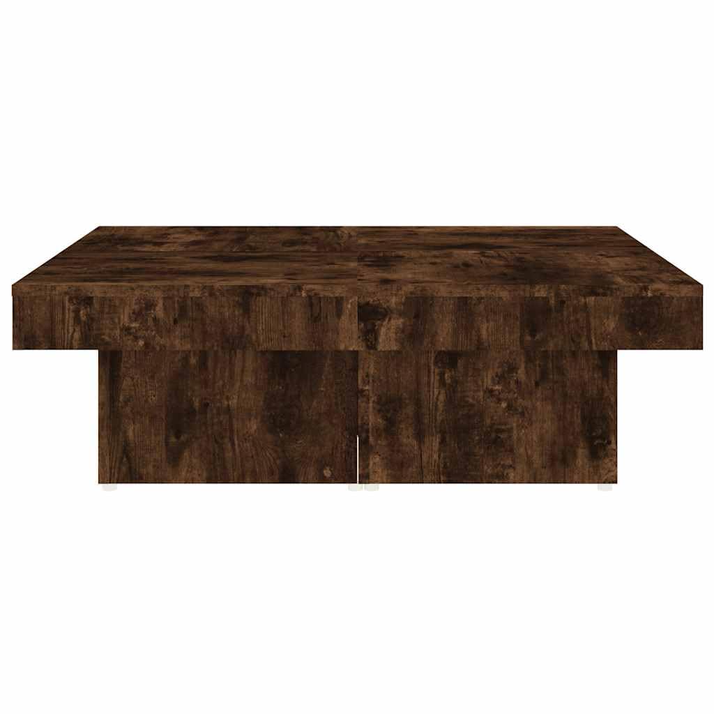 Mesa de centro de roble ahumado, 90 x 90 x 28 cm, mesa de salón cuadrada de madera, robusta mesa de café para aperitivos y artículos decorativos