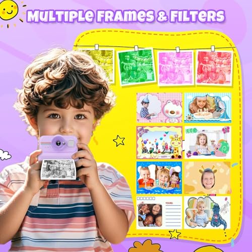 Image of Kids Camera Instant Print, 1080P HD Instant Print Camera for Kids with 3 Rolls Print Paper & 32GB Card, Selfie Digital Camera for Kid, Ideal Kid Toys Gifts for Boys & Girls Age 3-14 (CAM32)