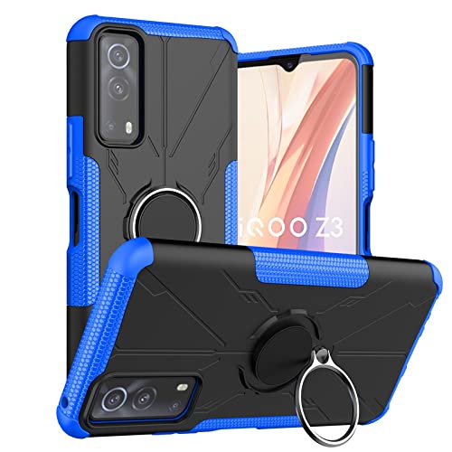 Glaslux IQOO Z3 Hybrid Shockproof Bumper Defender, Polycarbonate Ring Case Back Cover for IQOO Z3 - Blue