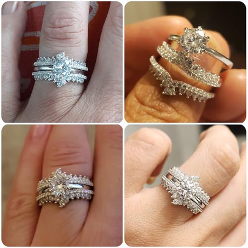Newshe Jewellery Ring Enhancer for Engagement Rings AAAAA Cz Wedding Band for Women 925 Sterling Silver Bridal Eternity Size 4-132