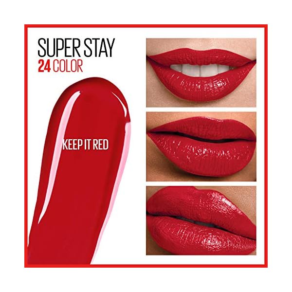 Maybelline Super Stay 24, 2-Step Liquid Lipstick Makeup, Long Lasting Highly Pigmented Color with Moisturizing Balm, Keep It Red, Red, 1 Count