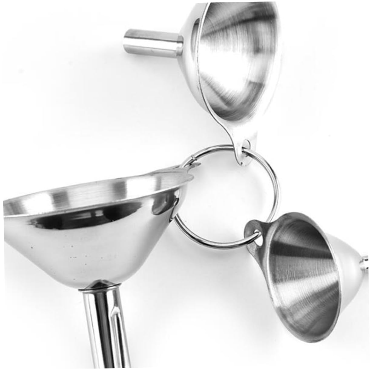 SOLUSTRE 4sets Imbuto in Acciaio Inossidabile Funnel Per Cucina Con Design Tre Per Trasferire Liquidi Spezie e Oli Facile Da Riporre e Resistente Alla