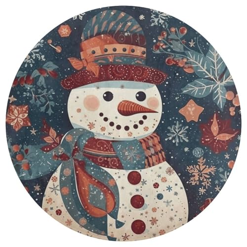 Alfombra de retazos lavable con muñeco de nieve para decoración 5