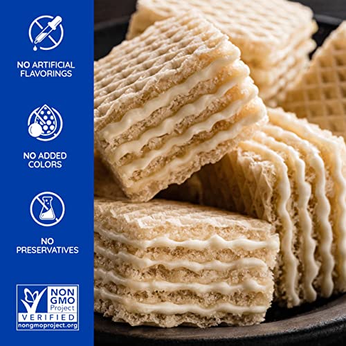 Image of Loacker Quadratini Coconut bite-size Wafer Cookies| SMALL Pack of 6 | Crispy Wafers with 4 creamy layers of finest Coconut cream filling | great for snacks & desserts | No artificial flavorings, added colors or preservatives | 4.41 oz per bag