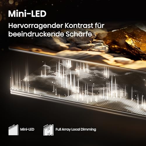 Hisense 65E89Q Fernseher, 65 Zoll (164cm), 4K ULED Mini LED, Smart TV, 144Hz Game Mode PRO, Hi-View AI Engine, AI Smoothmotion, Built-in Subwoofer, Dolby Vision.Atmos, Filmmaker Mode, Hi-Concerto 4