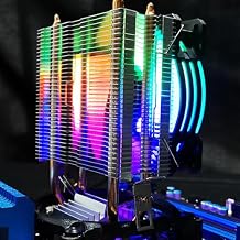 مبرد هواء وحدة المعالجة المركزية RGB، مبرد وحدة المعالجة المركزية بأنبوبين حراريين مع مروحة 90 مم، 48 قدم مكعب في الدقيقة 1800PRM، لـ LGA115X/1366/775/1200/2011، لـ AM4/AM3 Plus، AM3/FM2 Plus، FM1