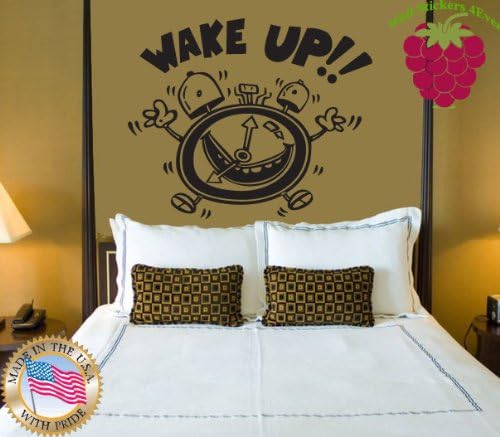 Wall Stickers Vinyl Decal Wake Up Alarm Clock for The Bedroom Funny Cartoon ig898