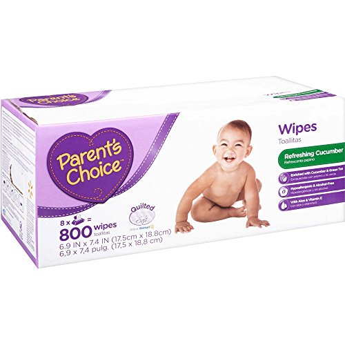 Image of Parent's Choice Refreshing Cucumber Scent Baby Wipes 800 Quilted Sheets