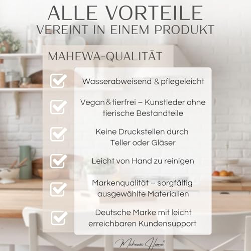 Mahewa® 6er Set Premium Tischset aus Kunstleder - Platzset abwaschbar und wasserdicht - Platzdeckchen Telleruntersetzer in Lederoptik (Dunkelgrau, Oval)