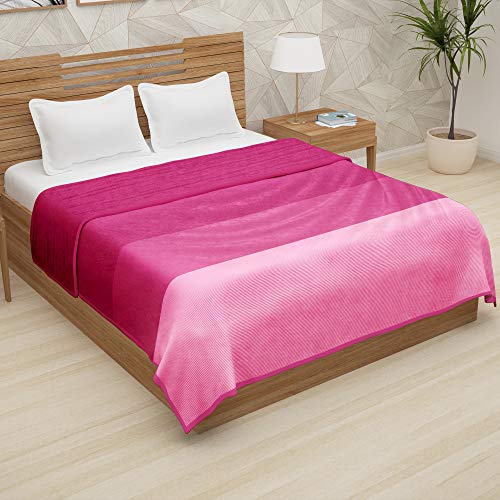 Image of Story@Home Flannel Light Weight Super Soft luxory Throw Blanket for the Bed Cozy Plush Polyster Solid Warm Fleece Couch Gradient Blanket for All Season, 90 inchx78 inch - 1 Pc, Hot Pink