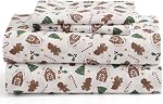 4-Piece Christmas Holiday Gingerbread Deep Pocket Microfiber Bed Sheet Set, Queen