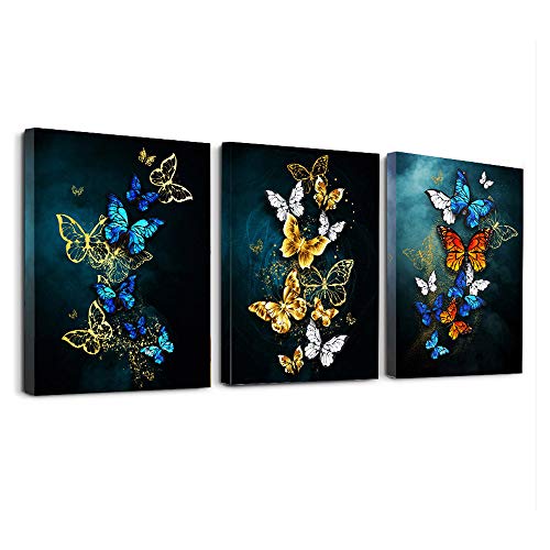 Living Room Wall Decor Canvas Wall Art for Bedroom Bathroom wall painting Artwork Blue background Abstract butterfly pictures office wall decorations for kitchen 3 Panels Modern fashion family decor