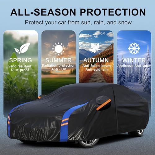 Image of Custom Fit Car Cover for Lexus ES ES300 ES330 ES350 ES300h (2001-2026), Upgraded Waterproof All Weather Outdoor Auto Cover with Driver Door Zipper & Mirror Pockets, UV /Snow /Dust Protection